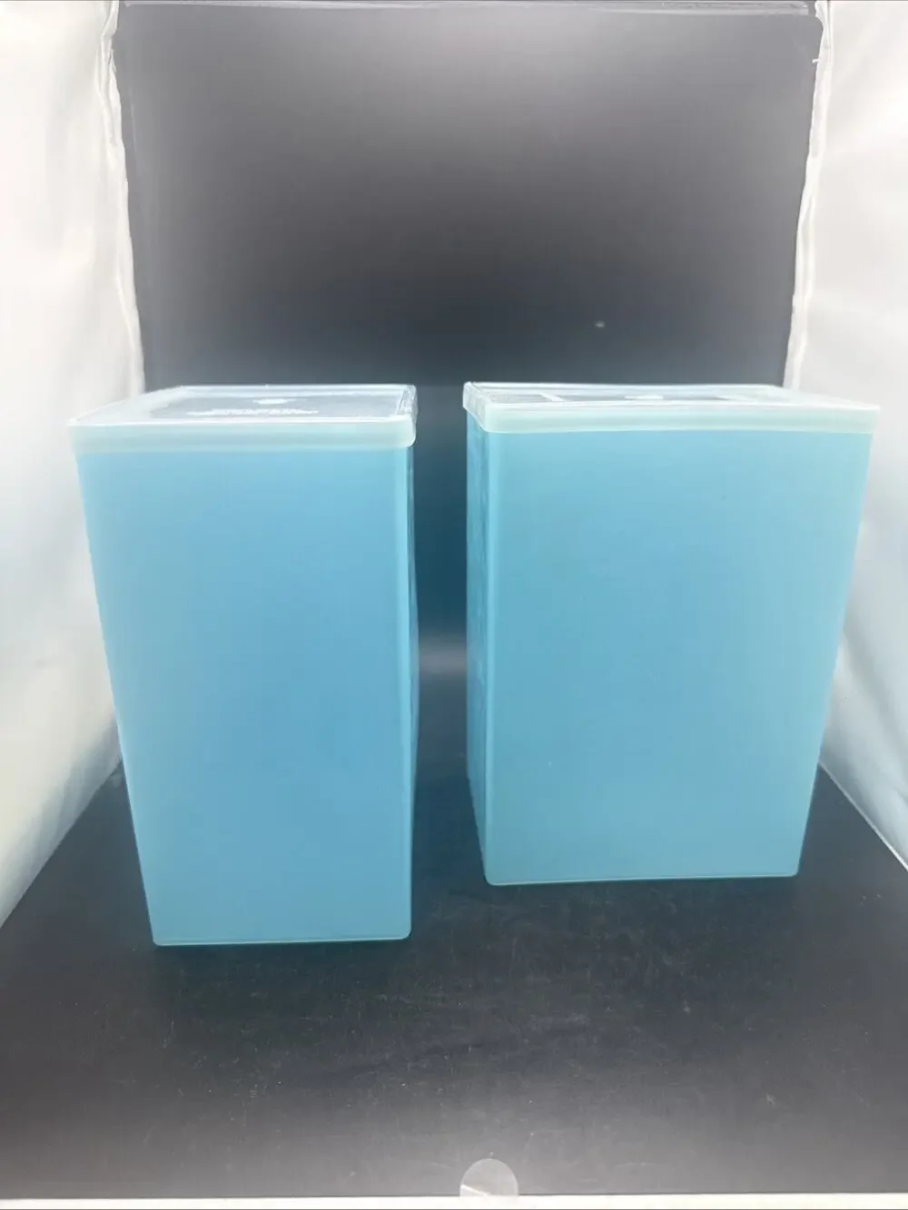 Vintage Tupperware 484-2 Modular Mates Blue Pantry Storage Canisters Lot 2